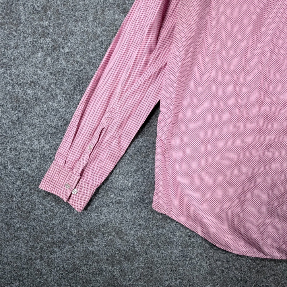 Calvin Klein Steel+ Dress Shirt Mens L PinK Geometric Stretch Non Iron Slim Fit - Picture 9 of 16